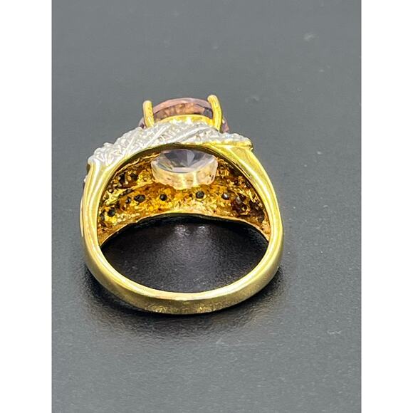 RT 925 Sterling Silver Vermeil Rose de France Amethyst Diamond
Ring Size 7.5 - Picture 9 of 11